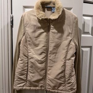 Jane Ashley Beige Vest with Faux Fur Collar